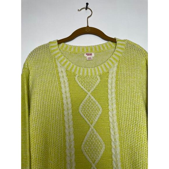 Cable Knit Sweater Womens Size Medium Pullover Chunky Cozy Knit Top Lemon Color - Picture 2 of 15
